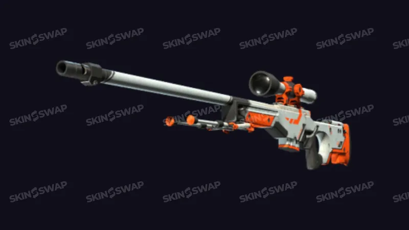 AWP Asiimov futuristic orange white black design