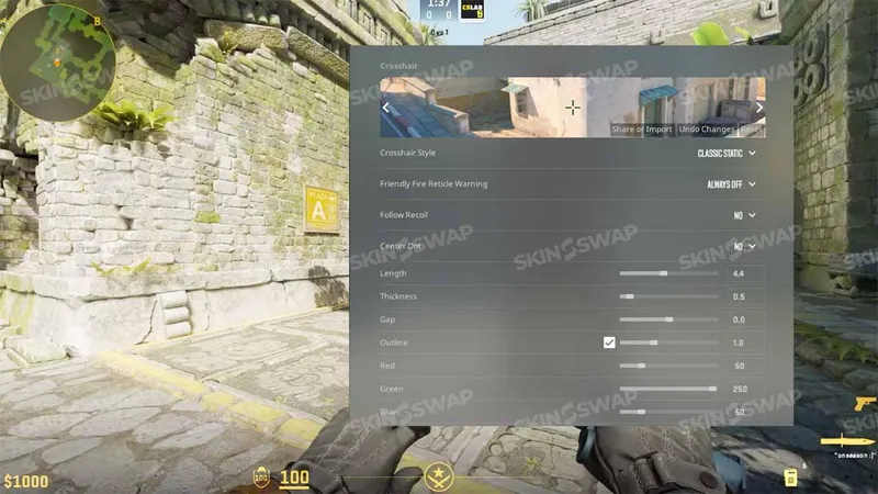 Crosshair in-game settings