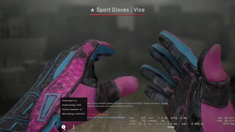 Sport Gloves Vice neon pink and blue design