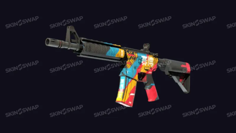 M4A4 Cyber Security digital glitch neon graphics
