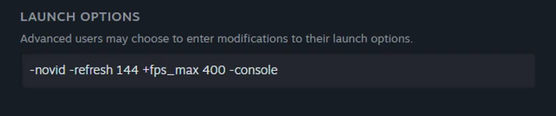 Launch options example configuration