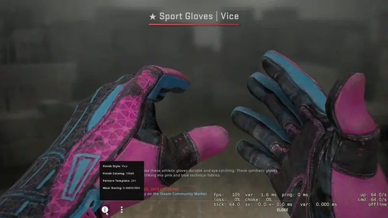 Sport Gloves Vice neon pink and blue design