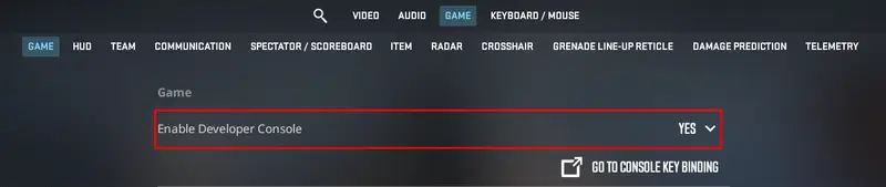 Enabling developer console